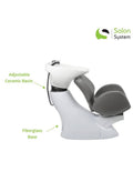 Salon System Sherine Washbasin Chair - White Base Gray Seat