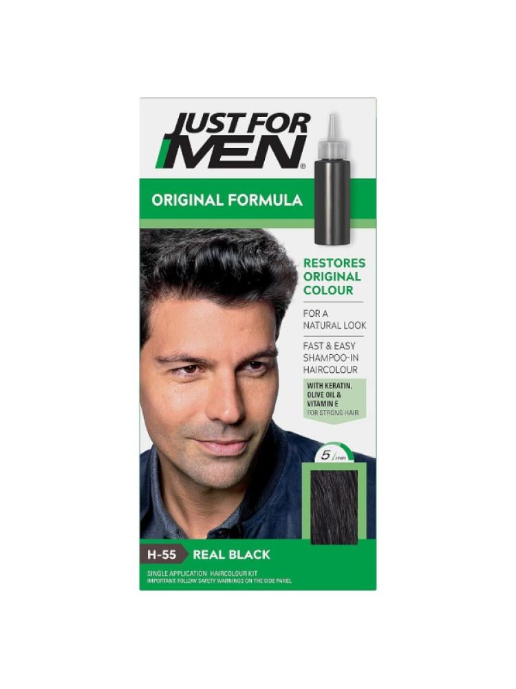 Just For Men Hair Dye Natural Black Color H-55 Gray Coverage 1 Pack