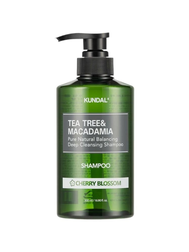 Tea Tree Shampoo Deep Cleansing Macadamia Cherry Blossom Kundal 500ml