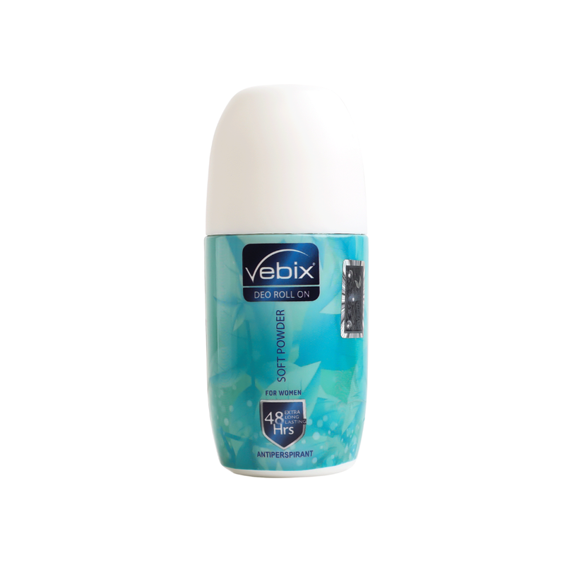 Vebix Soft Powder Roll-On Deodorant for Women, 48-Hour Protection, 50ml