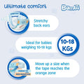 Sanita Bambi Baby Diapers Size 4+ Large Plus 10-18 kg 12 Count