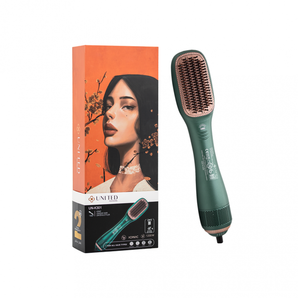United UNK301 2-in-1 Ionic Hair Dryer and Styler, 1200W