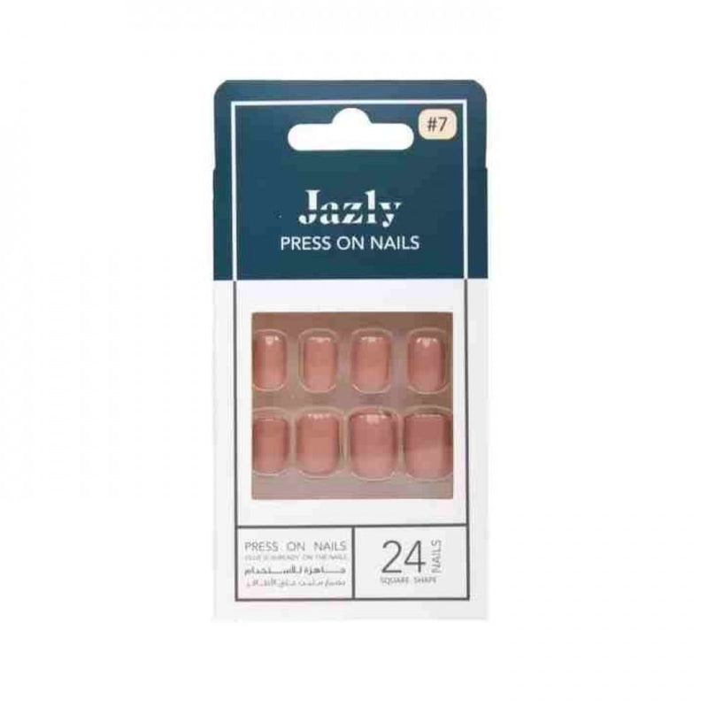 Jazly Artificial Nails Square Nude 24 Pieces