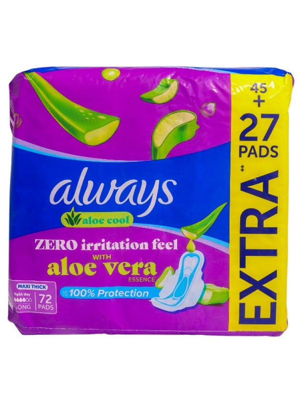 Always Maxi Thick Aloe Fresh Pads with Wings - 72 Count