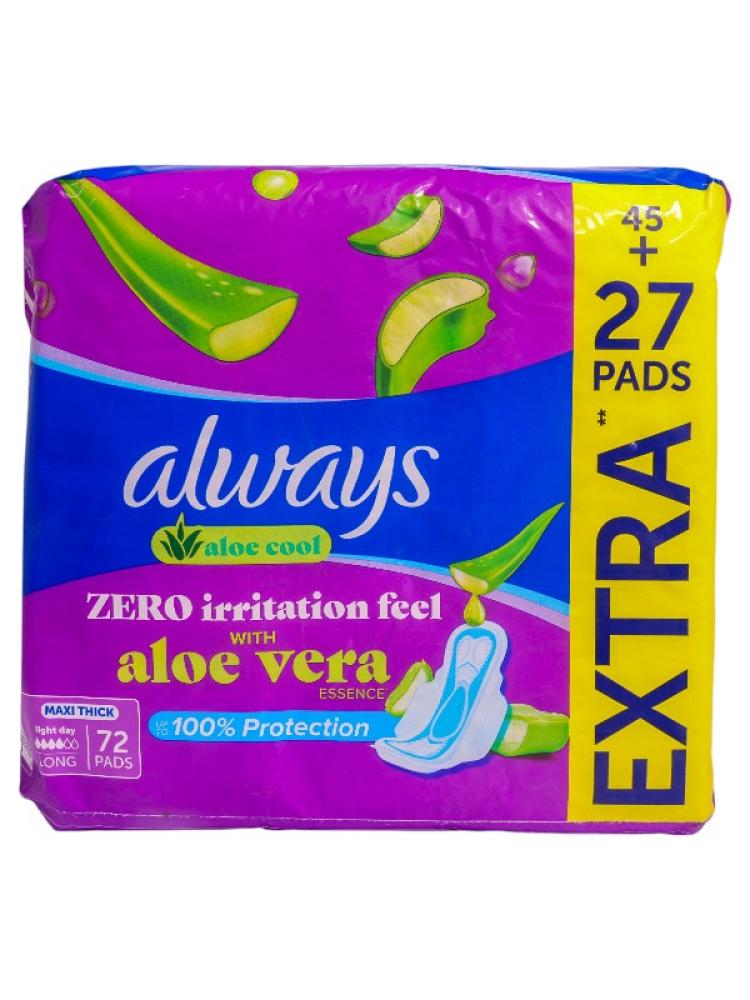 Always Maxi Thick Aloe Fresh Pads with Wings - 72 Count