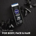 Nivea Men Active Clean Charcoal Shower Gel Face Body Hair 500ml