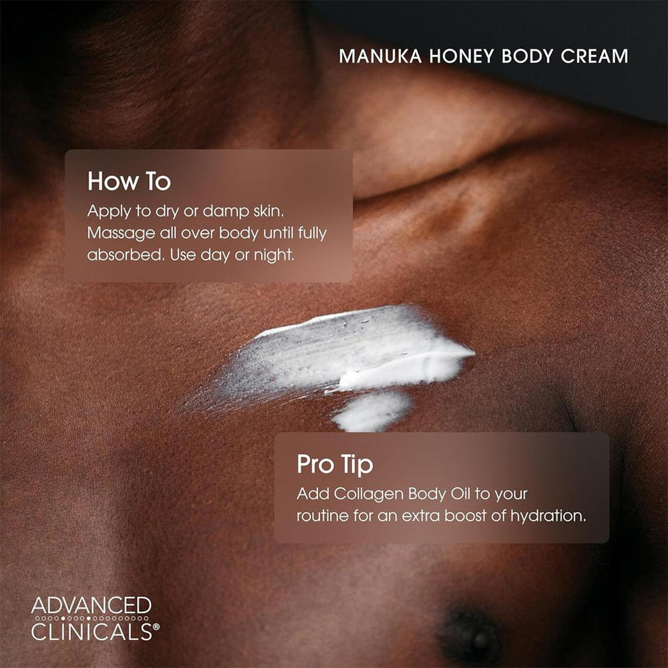 Advanced Clinicals Manuka Honey Restore Hydrate Body Cream Dry Skin 454g