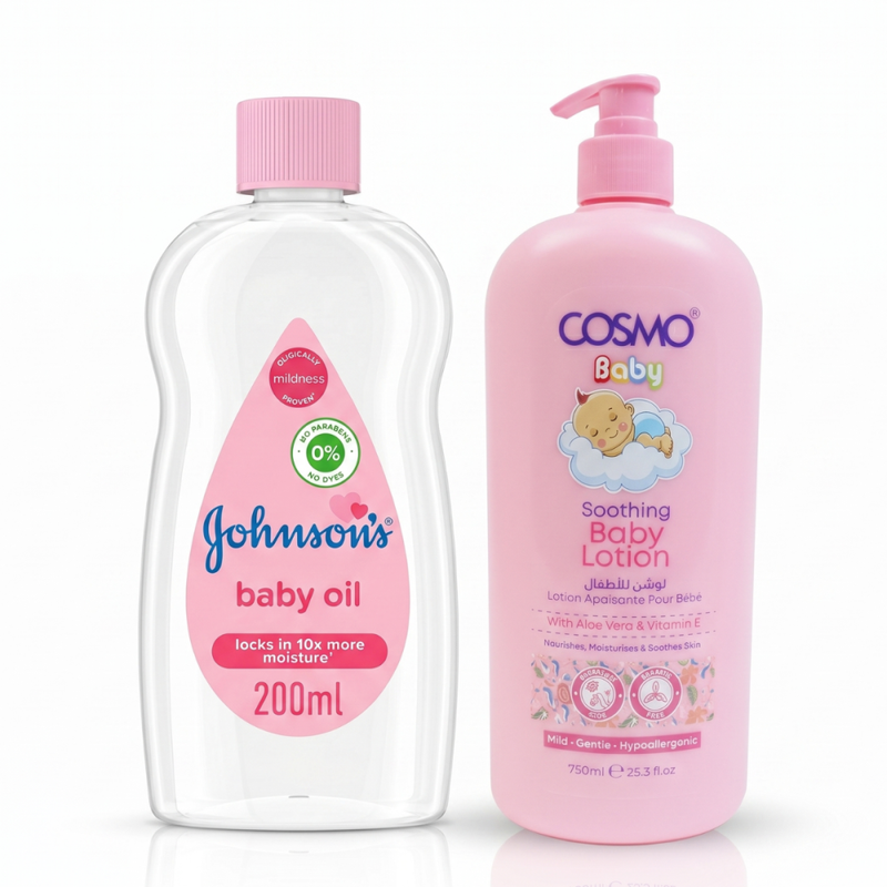 Baby Oil and Moisturizing Lotion Set Extra Soft Johnson's 200ml + 750ml