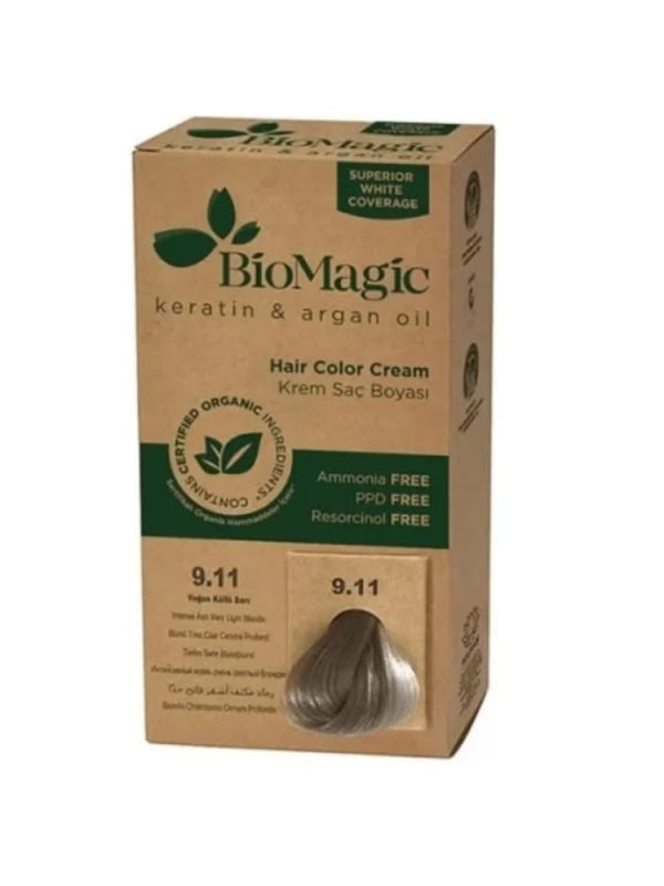 BioMagic Hair Color 9.11 Very Light Ash Blonde Keratin Argan Oil
