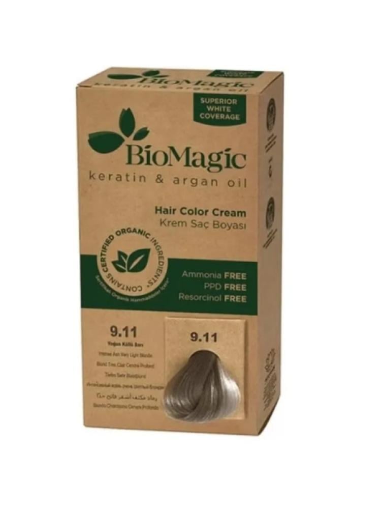 BioMagic Hair Color 9.11 Very Light Ash Blonde Keratin Argan Oil