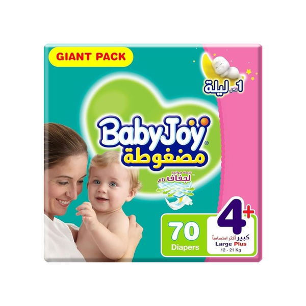 Babyjoy Compressed Diapers Size +4, 70-Pack, High Absorbency