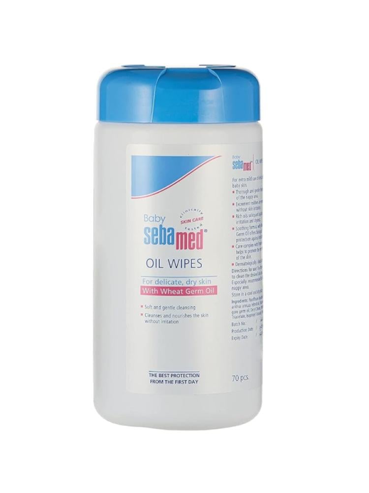 Baby Oil Wipes Gentle Cleansing Wheat Germ Oil Sebamed 70 Pieces
