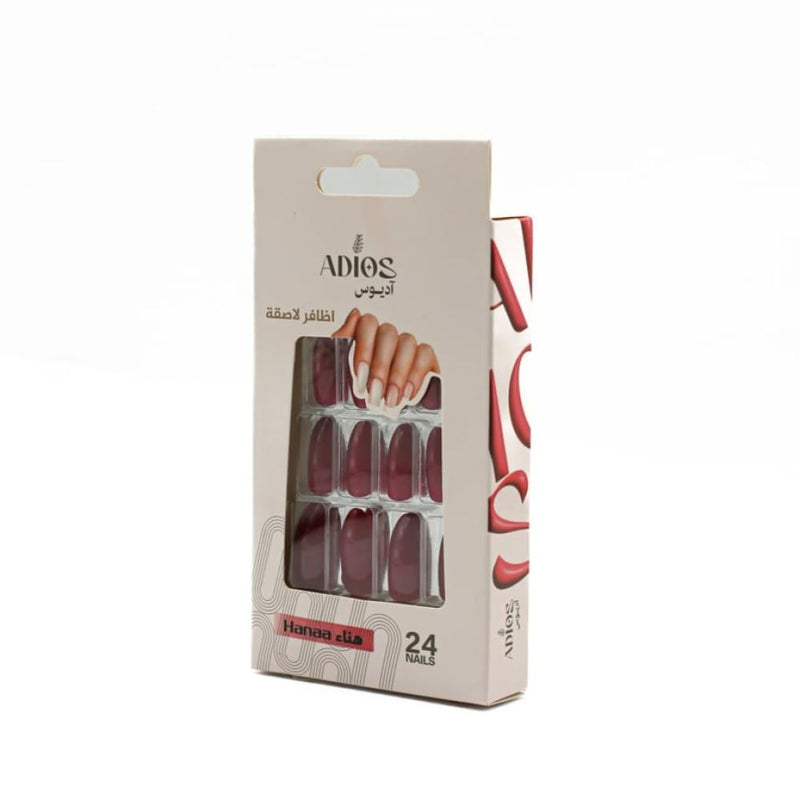 Adhesive Nails Hana Reusable Easy Application Set Adios 24 Pieces