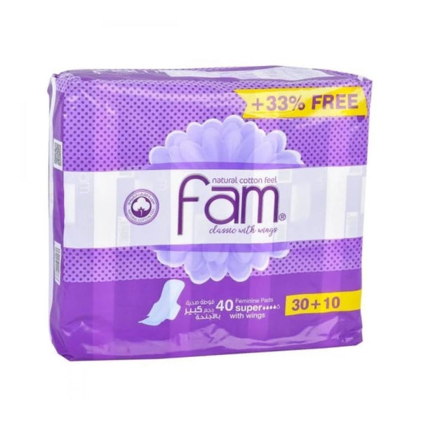 Fam Sanitary Pads, Soft Layer, Leak Protection, 40 Count