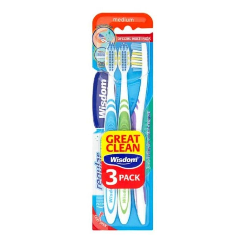 Wisdom Longevity Fresh Medium Toothbrush - 3 Pack