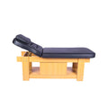 Salon System Black Synthetic Leather Massage Bed with Wooden Base