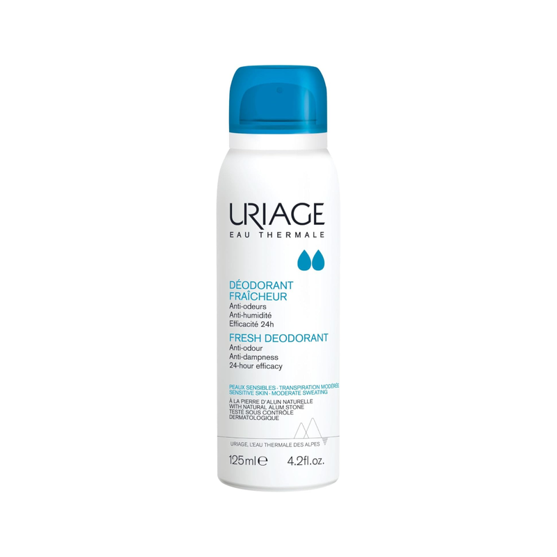 Uriage Fresh Deodorant Spray, Alum Stone, 24-Hour Antiperspirant, 125ml