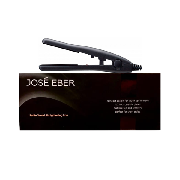 Jose Eber Mini Ceramic Hair Straightener, Matte Black, Compact Styling Tool