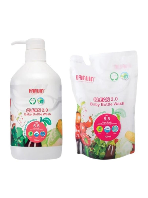 Baby Bottle Wash Daily Use Farlin 700ml + 700ml Refill
