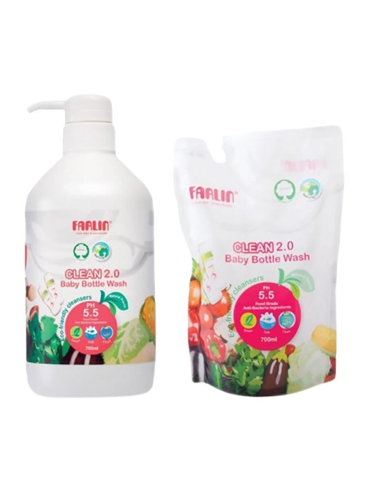 Baby Bottle Wash Daily Use Farlin 700ml + 700ml Refill