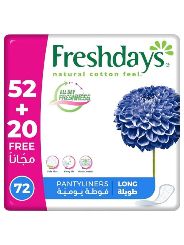 Organic Cotton Panty Liners Breathable Daily Protection Freshdays 72 Pieces
