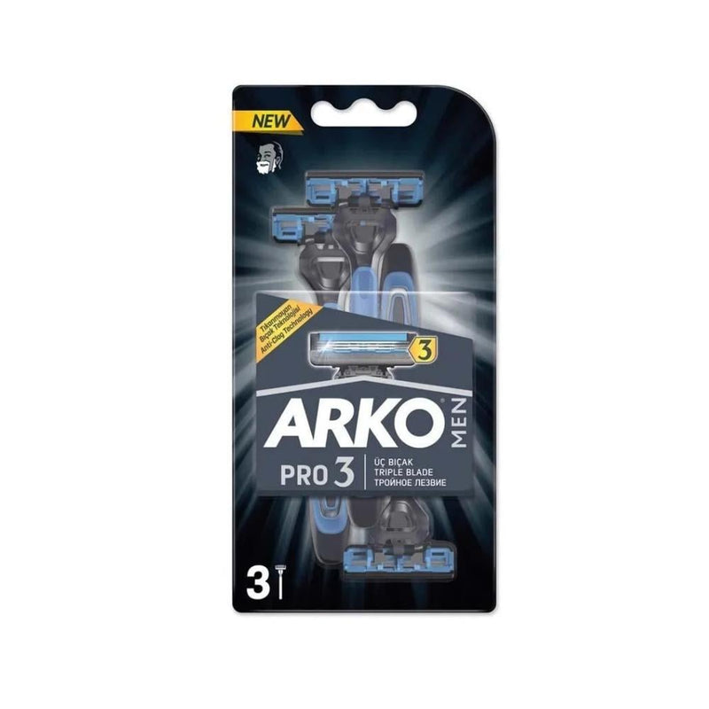 Best Men's Razor Blades 3-Blade System Colored Pack Arko 3 Pack