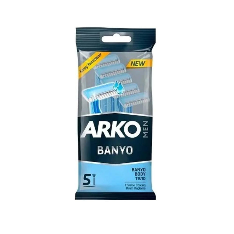 Arko Nim Men's Single-Blade Body Razor Blades, 5 Count