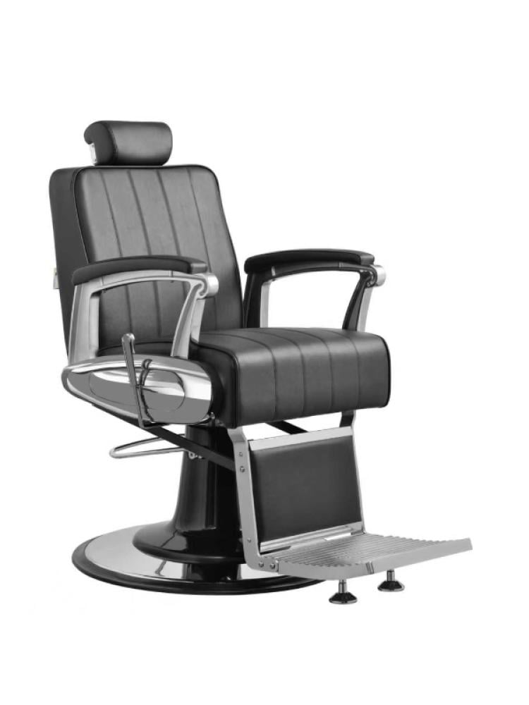 Salon System Men's Barber Chair 5266 Black Silver Iron Adjustable