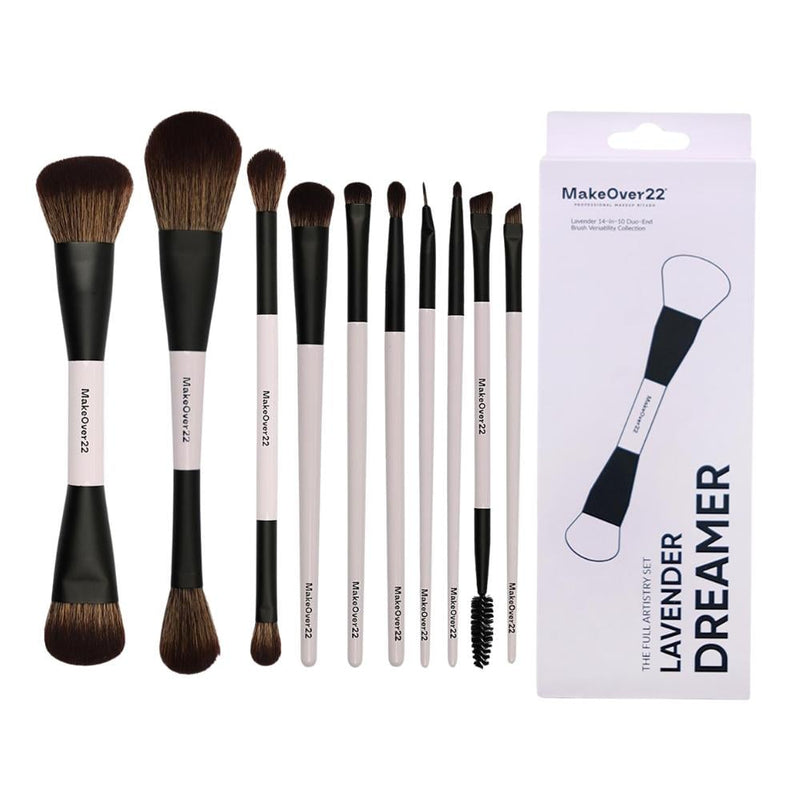 Makeover22 Nude Dreamer Makeup Brush Set, 14-in-1 Double-Ended Tools