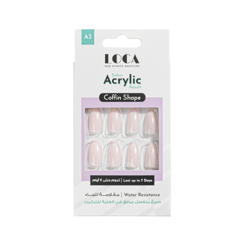 Loca A3 Acrylic Nails, Coffin Shape, Ombre Finish