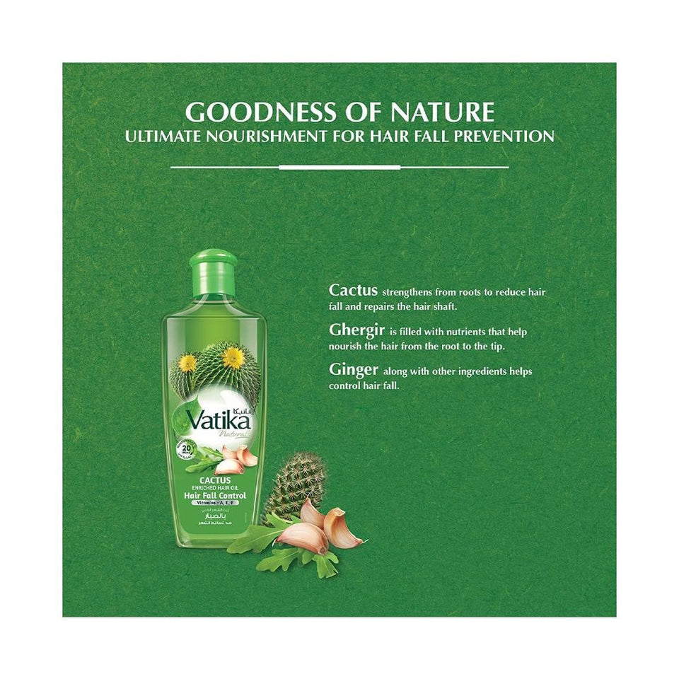 Vatika Naturals Cactus Hair Fall Control Oil for Hair Fall Reduction & Growth 300ml