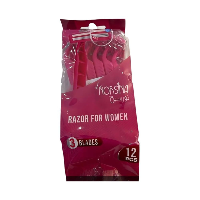 Norsina 3-Blade Razor Ergonomic Handle Pink 14 Count