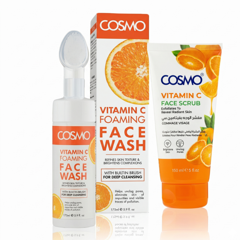 Ponds Daily Facial Scrub & Wash Set Vitamin C Brightening Cosmo 175ml+150ml