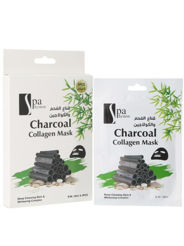 Spa System Charcoal & Collagen Facial Mask, 5 x 28 ml