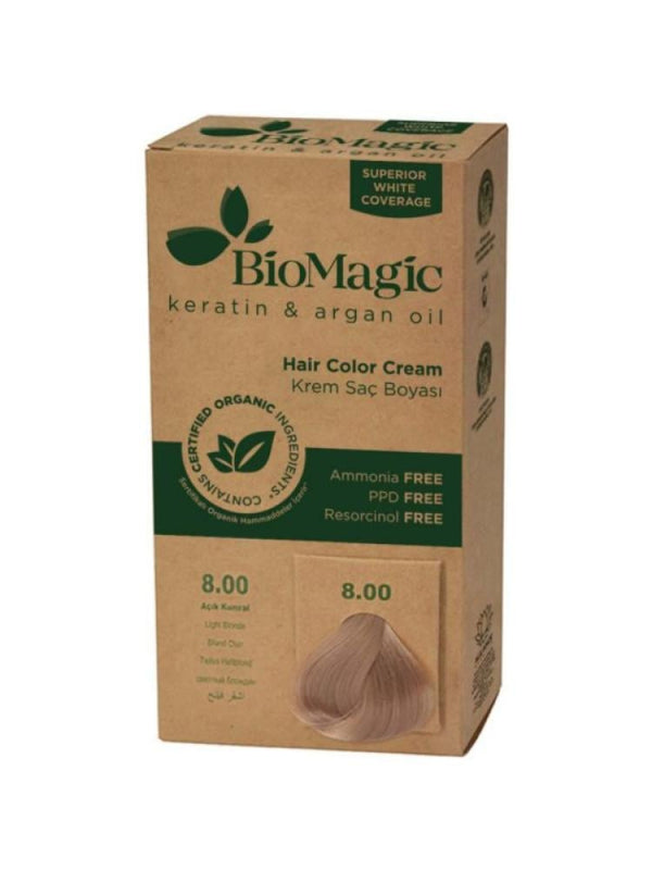 BioMagic Hair Color Cream Keratin Argan Oil - 8.00 Light Blonde