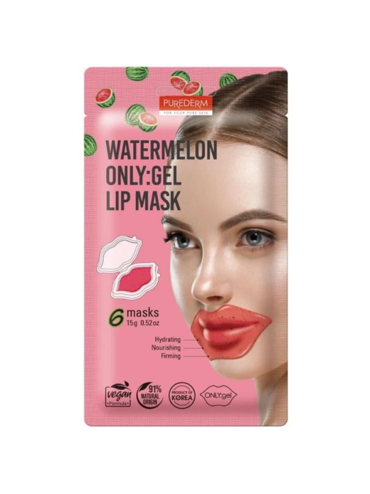 Purederm Watermelon Lip Hydrating Gel Mask, 6 x 15g