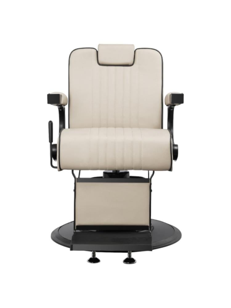 Salon System Men's Barber Chair 5228H-195 - Beige with Black Iron Frame