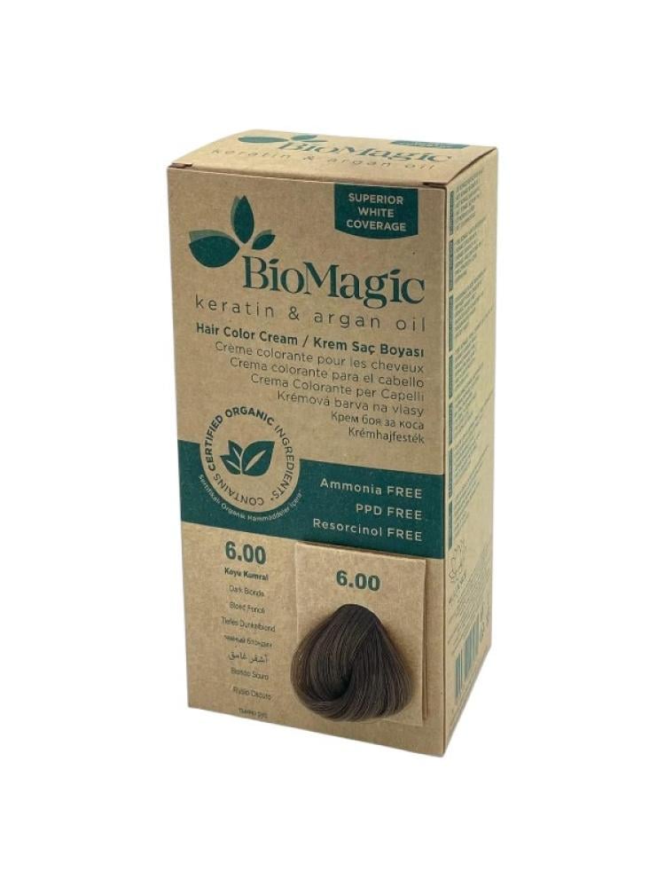 BioMagic Hair Color Cream - Ammonia-Free Keratin Argan Oil - 6.00 Dark Blonde