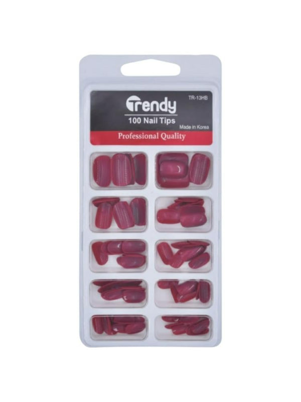 Trends TR13HB Artificial Nails Set - Red, 100 Pieces