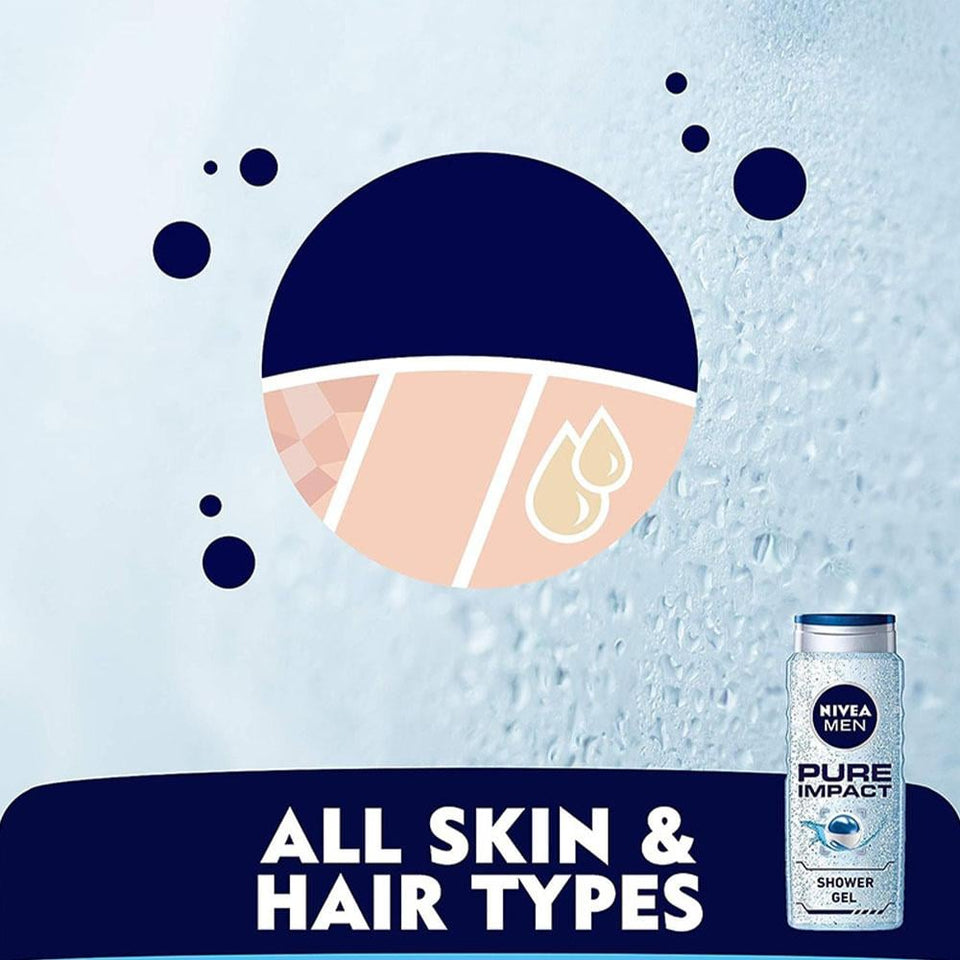 Nivea Shower Gel Pure Impact for Men Cleansing & Moisturizing 500ml