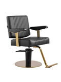 Salon System Women's Cutting Chair - Black with Gold Iron Frame