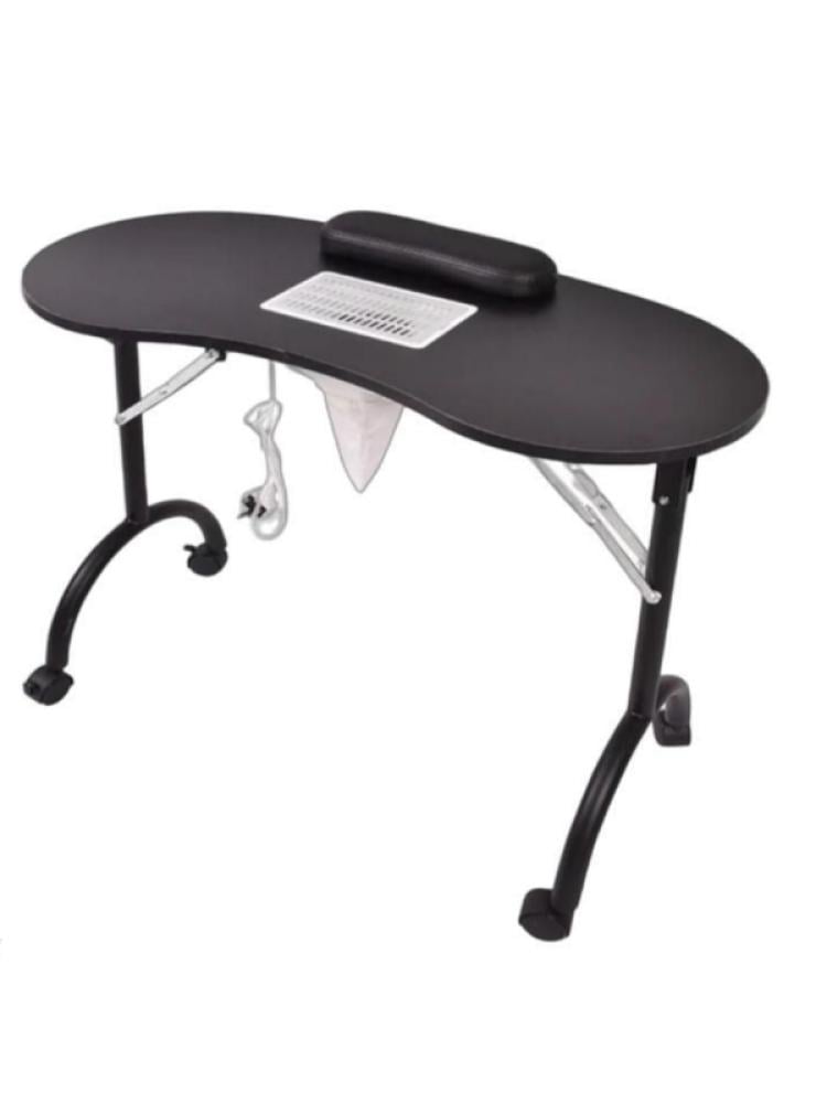 Salon System Black Mobile Pedicure Table with Fan