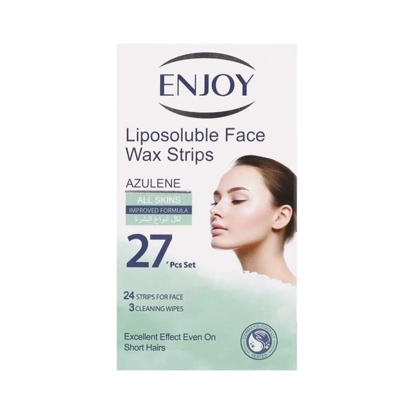 Enjoy Facial Wax Strips, Sensitive Skin, 24 Strips + 3 Wipes