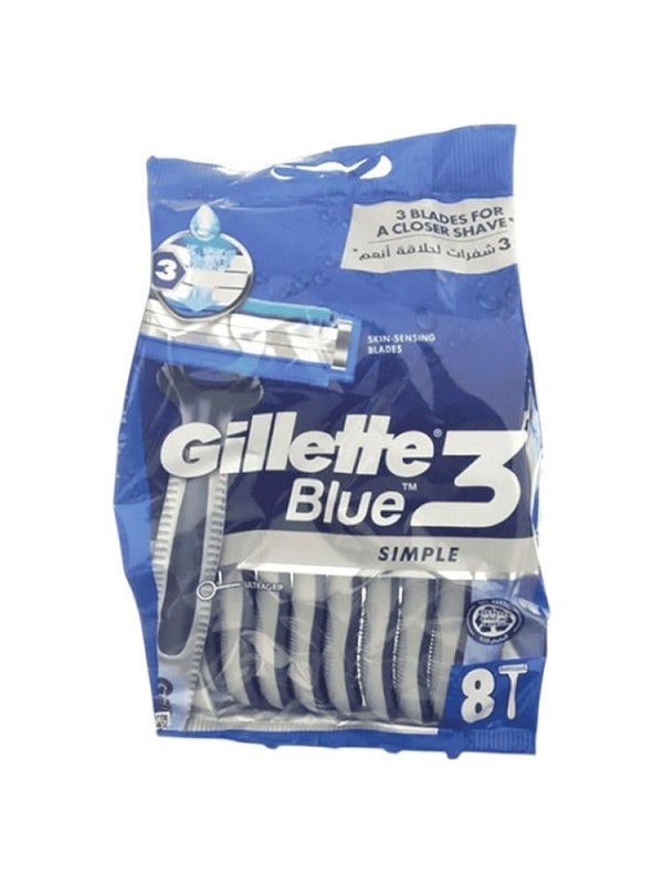 Gillette Blue Simple 3 Men's Disposable Razors - 8 Count