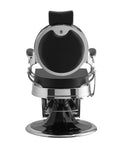 Salon System Men's Barber Chair Black Leather Silver Iron Reclining