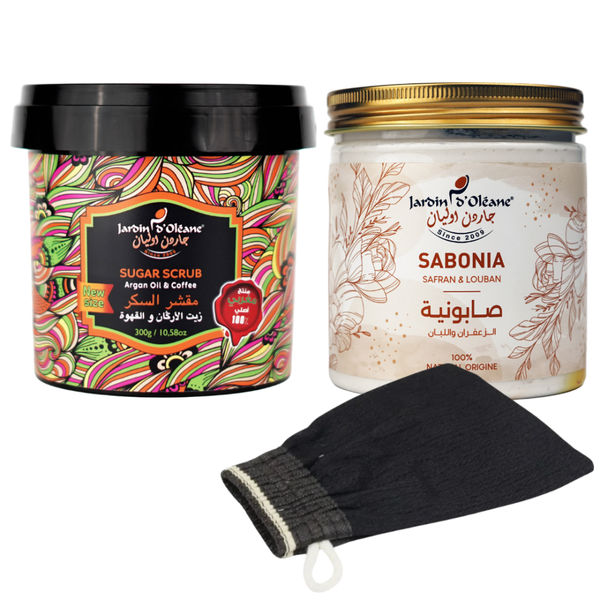 Garden Olean Soap & Scrub Set - Saffron, Frankincense, Argan Oil