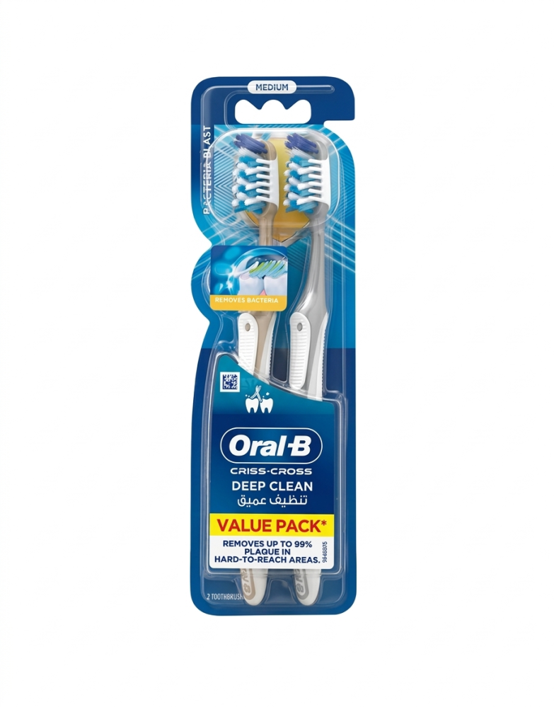 Toothbrush for Deep Cleaning Criss Cross Medium Bristle Oral B 2 Pack