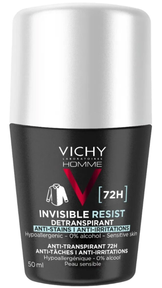 Vichy Invisible Resist Deodorant Roll On 72H For Men 50ml