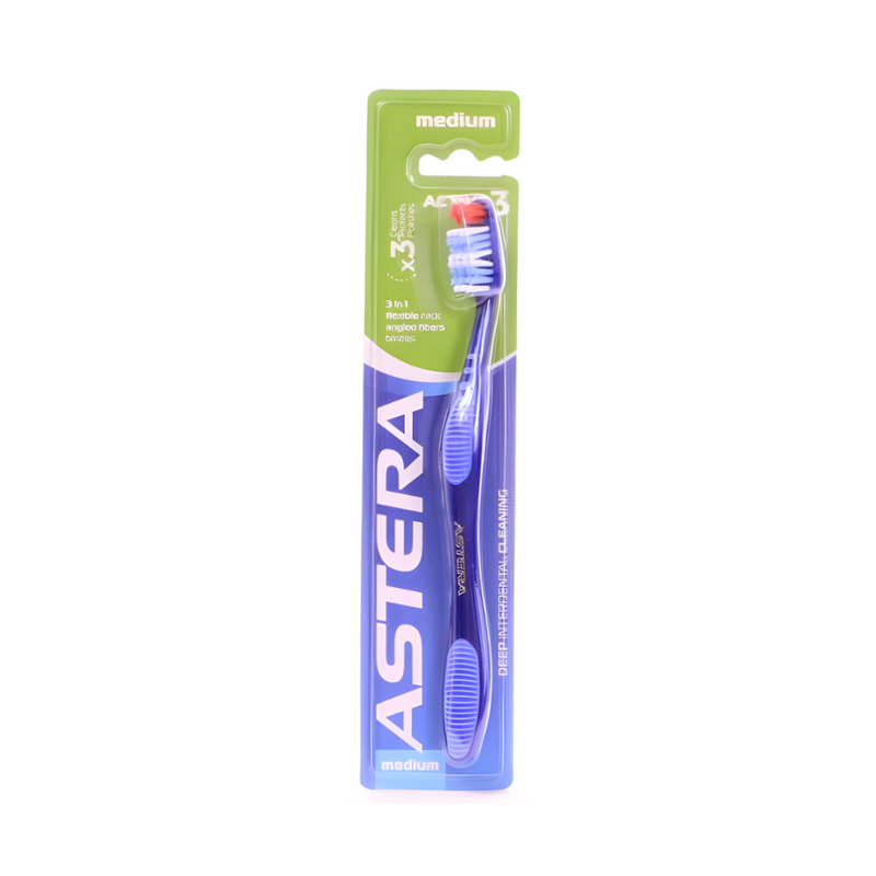 Astera Active 3 Toothbrush Medium Soft Bristles Deep Cleaning 1 Piece