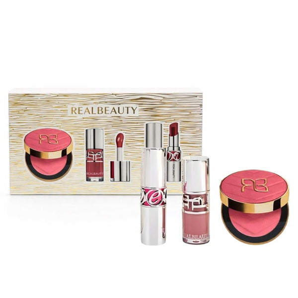 Real Beauty Lip and Cheek Makeup Set, 3-Piece Cream Lipstick and Gloss